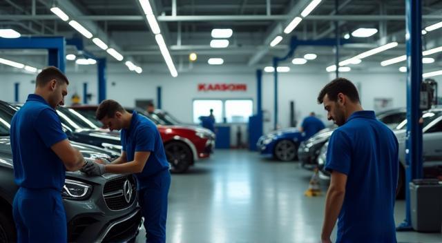 Rock Auto Repair's team working in the garage